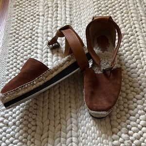 See By Chloe Brown Espadrille Shoes with Ankle Strap